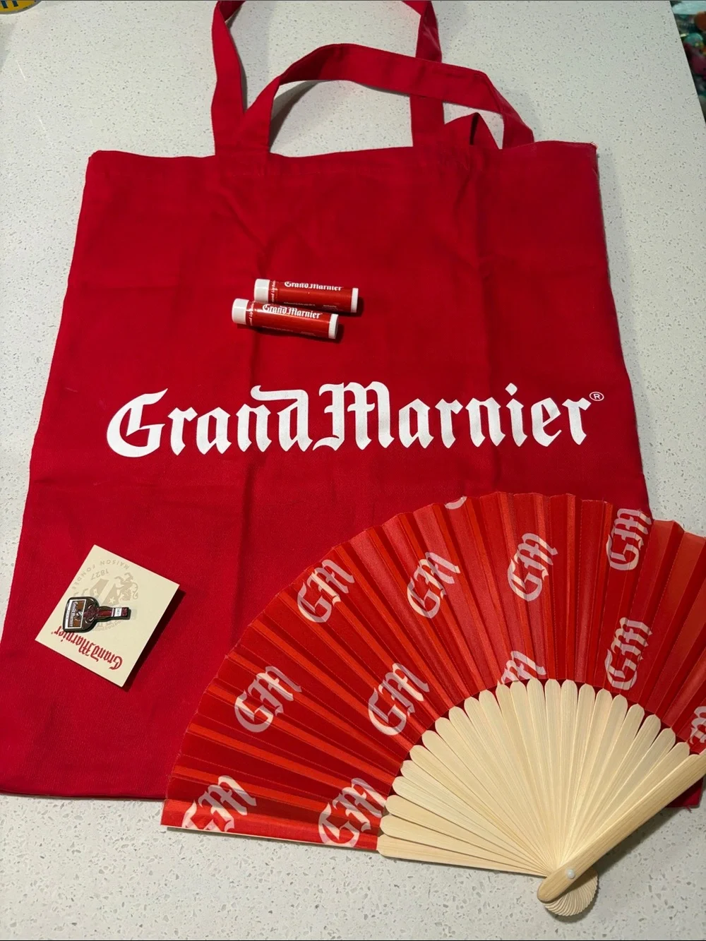 Grand Marnier Fun Kit Red Tote Bag and Fan Set - Red